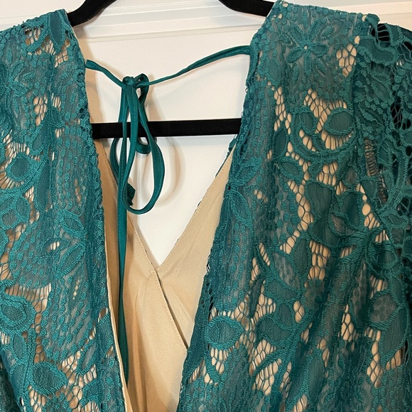 Green lace Boho romper Xhileration size Small - Picture 10 of 10